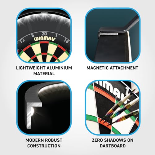 Winmau Polaris Dartboard Light - Black 120° Magnetic LED Light for All Dartboards - Polaris Light