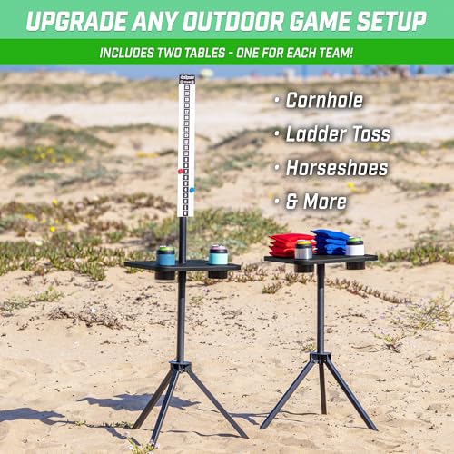 All Weather Cornhole Scoreboard with Drink Holders - Black - Magnetic Yard Game Accessory