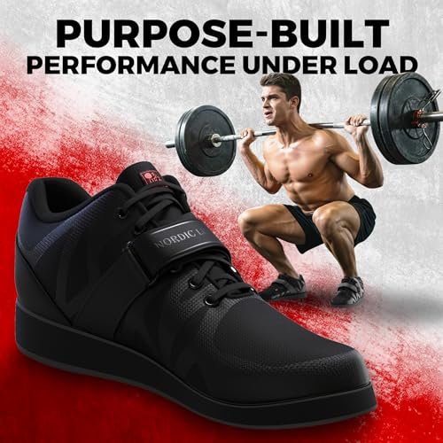 Men's 8.5 Women / 7 Men Deadlift Shoes for Powerlifting Black - Nordic Lifting MEGIN