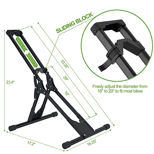 Adjustable Bike Storage Stand - Bicycle Floor Parking Rack for Mountain & Road Bikes - Indoor Outdoor Cycling Organizer - 1 Bike Rack