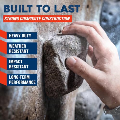 Rocky Mountain Climbing Gear 50 Large Screw-On Rock Holds - Natural Gray, Made in USA