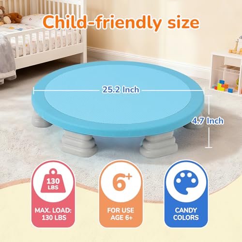 BABAMU Blue Mini Indoor Trampoline for Kids, Sensory & Recreational Jump Toy