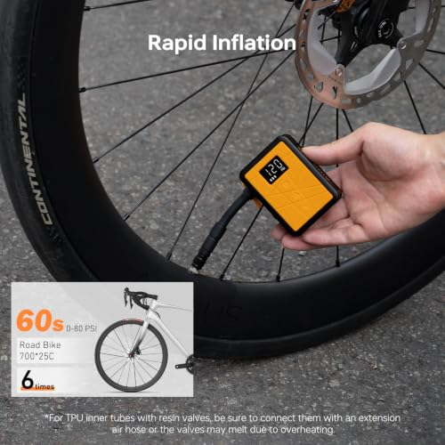 AIRBANK Waterproof Mini Bike Pump with Gauge, 120 PSI Portable Tire Inflator