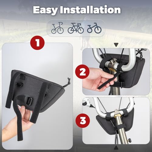 ROCKBROS Bike Handlebar Bag Black Compact Front Storage Pouch for Cycling