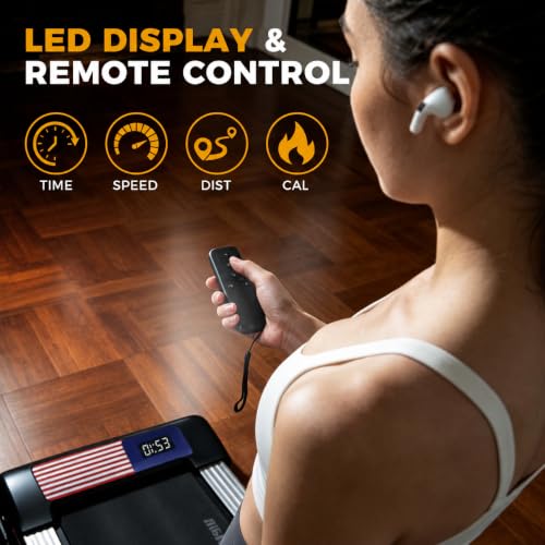 Gkyet Flag Under-Desk Treadmill with Incline, 2.5 HP Home Walking Machine, Remote & LED Display