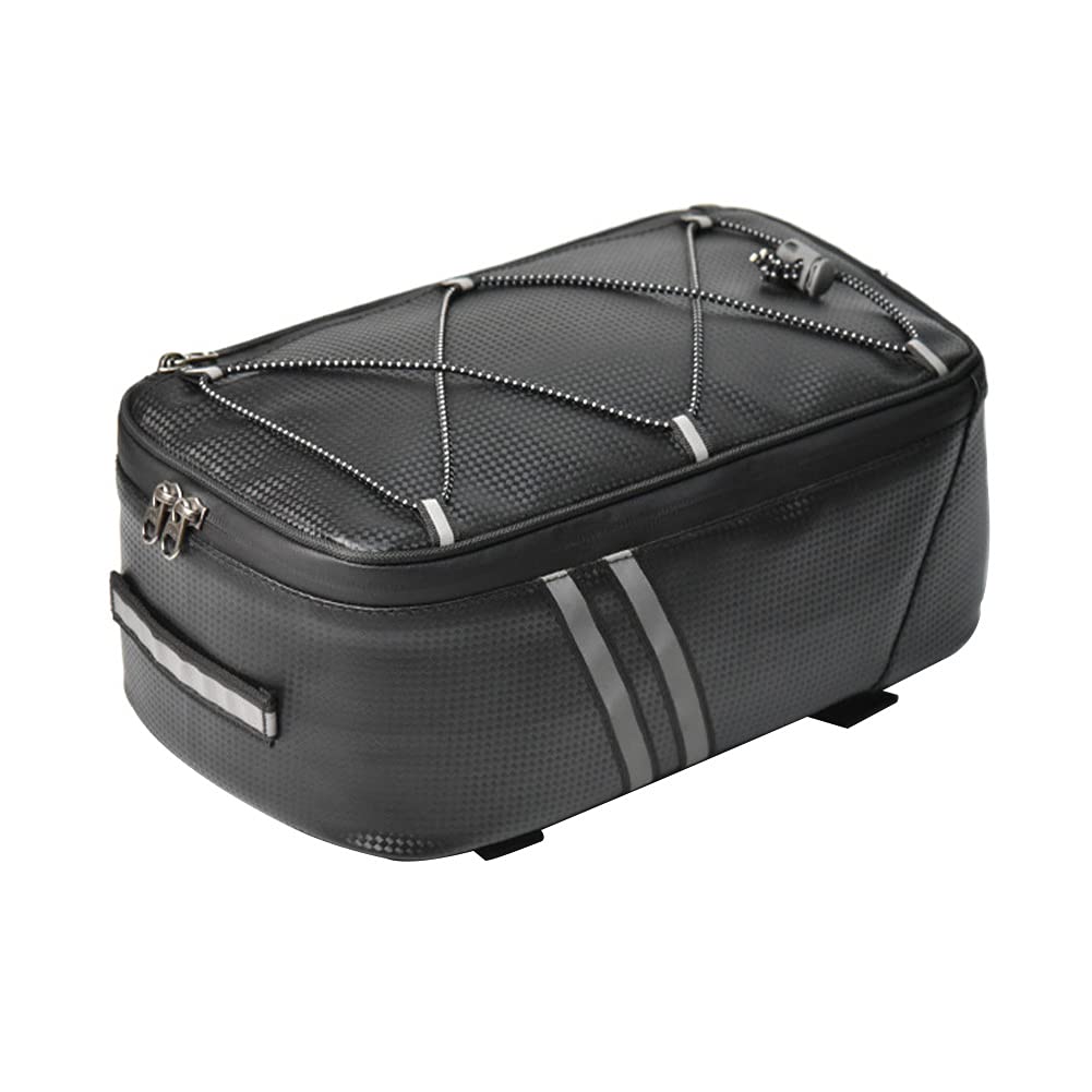 Tookie 8L Rear Carrier Luggage Bike Bag, Waterproof PU Leather Bicycle Rear Seat Cargo Bag Luggage Bike Bag Bicycle Saddle Bag with Rain Cover, Easy to Install