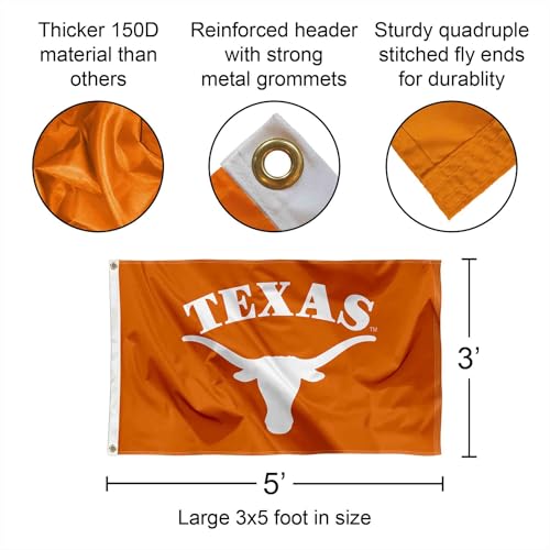Large Texas Longhorns University College Flag - Official College Banner