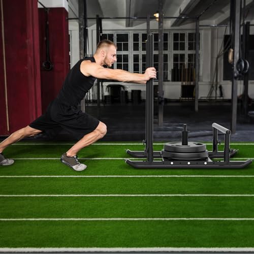 Black Push-Pull Sled for Fitness & Strength Training - Compatible with 1-2 Inch Weight Plates