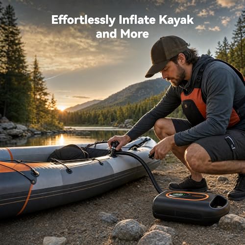 Electric Paddle Board Pump 20 PSI with Auto Shut-Off, Dual-Stage Inflation, Portable SUP Air Pump for Kayak Boat & Surfing