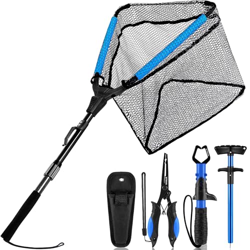 PLUSINNO 35-Inch Extendable Floating Fish Landing Net with Handle and Tools