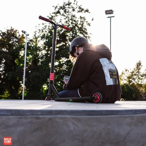 BOLDCUBE Black Fire Deluxe Stunt Scooter for Kids & Teens 8-12 with Marbled Grips
