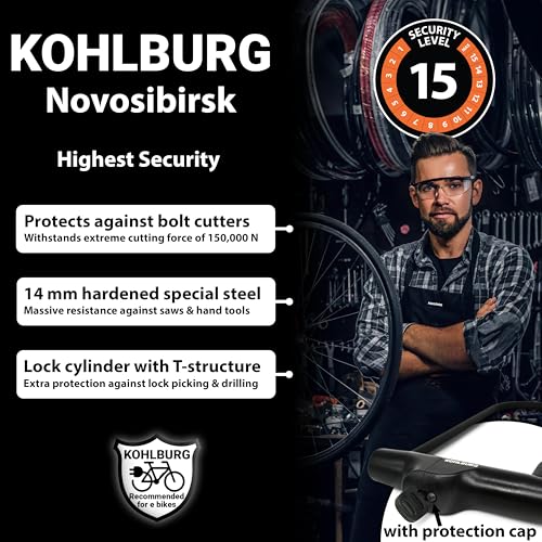 Kohlburg High Security U Lock with 4 Keys, Sold Secure Diamond Certified Bike Lock