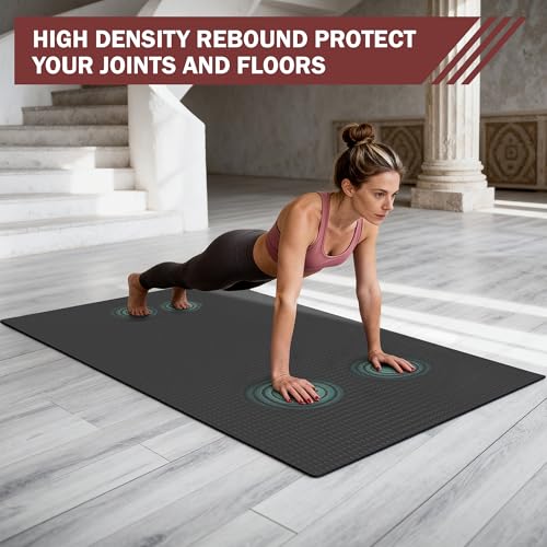 Stepwaver Extra Large Exercise Mat 6'×4' (0.25 Inch Thick) for Home Gym & Workout