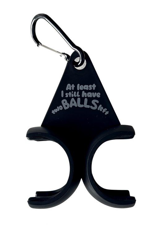 Golf Accessories Ball Holder with Clip - Funny Golf Bag Accessory, Holds 2 Balls for Golfers - Fore Laughs