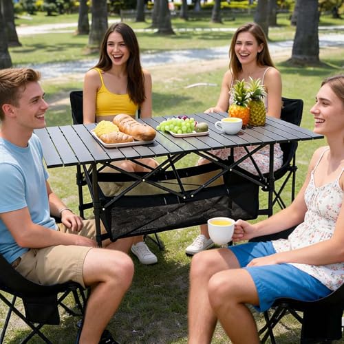 Damei Century Large Black Folding Camping Table 46.45x25.6in Adjustable Height