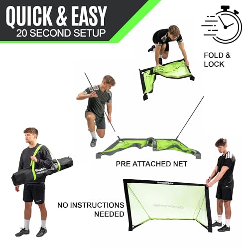 Portable Soccer Goal 4x2.5ft with Weighted Base - QuickPlay Kickster Pro Folding
