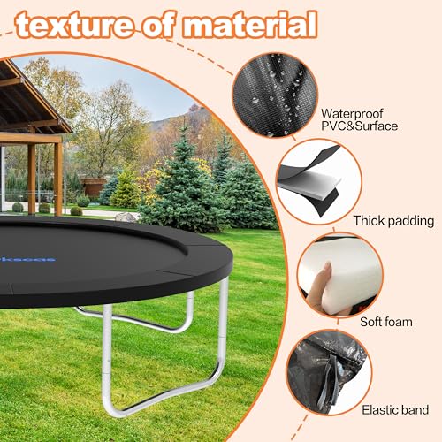 16FT Trampoline Safety Pad Replacement Waterproof Tear-Resistant Spring Cover Black