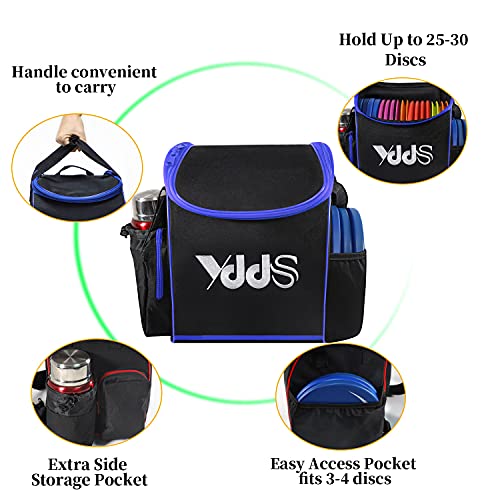 Blue Disc Golf Set with Backpack - 12 Discs for Beginners and Portable Stand Bag