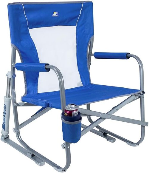 GCI Outdoor Beach Rocker Chair - Portable Folding Design in Saybrook Blue for Ultimate Comfort