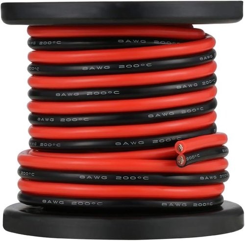 BNTECHGO 8 Gauge Silicone Wire Spool - Flexible Red & Black 20ft High-Temperature 600V Cable for LED Strips