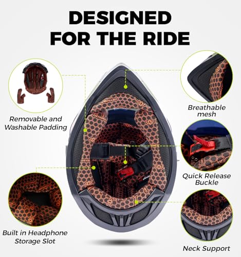 Orthrus Halo XL Dual Sport Motorcycle Helmet DOT Certified UV Visor Intercom Slot