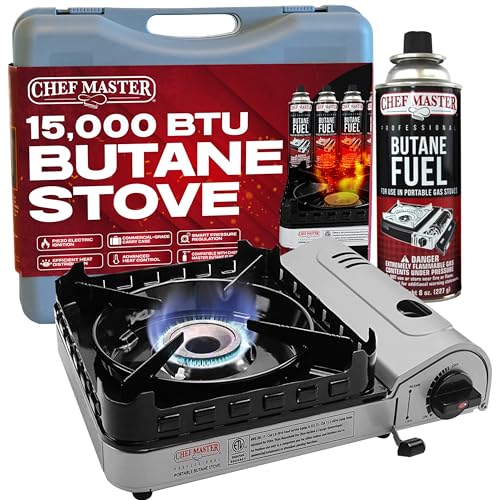 Chef Master Portable Butane Camping Stove - Backpacking Burner, 15,000 BTU, Stove Only