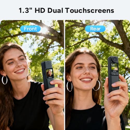 4K POV Body Camera with 64GB Card Waterproof Stabilized Handheld Vlog Camera Black