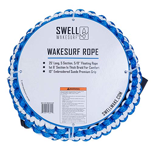 SWELL Wakesurf Rope - Premium Blue Braided Wakesurf Line with Float Handles