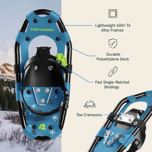 Kids Snowshoes with Adjustable Trekking Poles - Blue 17" Snowshoe Set