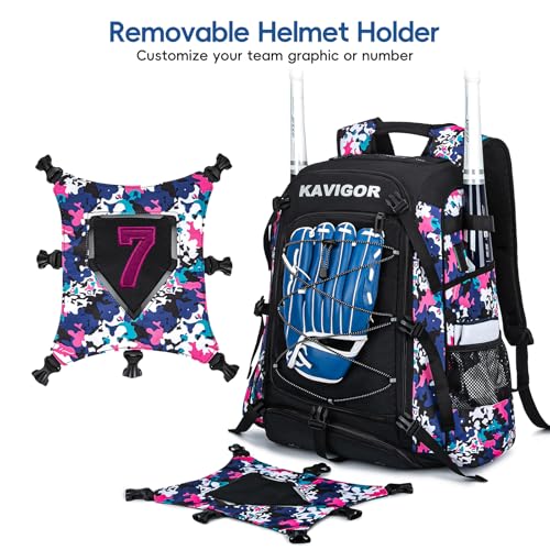 KAVIGOR Pink Camo Baseball Backpack 50L Large Capacity with Laptop & Charge Port