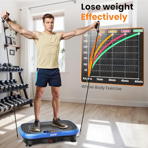 AXV Slim Blue Vibration Plate Exercise Machine for Full-Body Workout