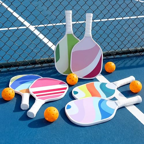 Wood Paddleball Racket Set Mix Graffiti 12 - Suitable for Pickleball & PE