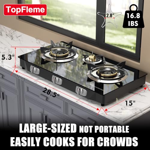 Black 3 Burner Propane Stove - 32,300 BTU Outdoor Gas Cooktop with Auto-Ignition