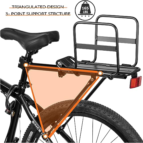 YONTUO Foldable Wide Wings Bike Cargo Rack - Universal Adjustable Bicycle Rear Rack for 24-29 Inch Bikes, Large Capacity, Quick Release