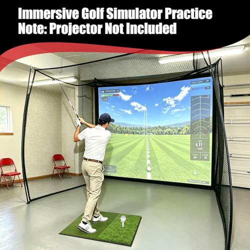 Golf Hitting Net with HD Impact Screen & Target Cloth - Black, 10x8ft Portable Practice Cage