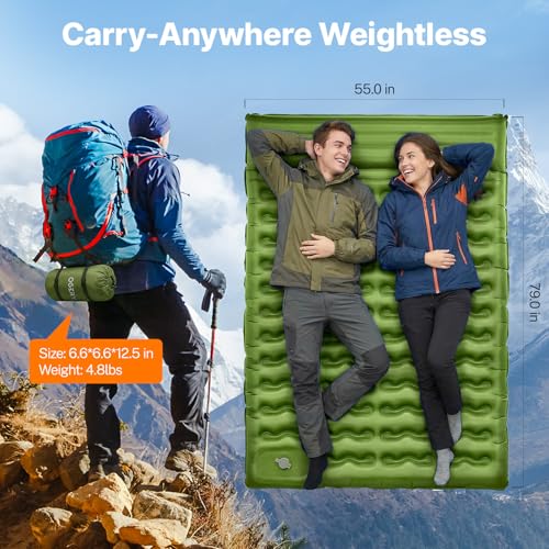 OGERY Green Full Size Ultralight 6-Inch Thick Inflatable Camping Sleeping Pad