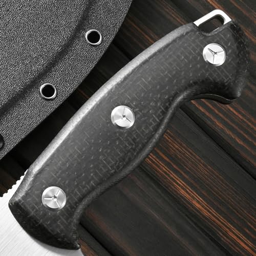Sitivien Black VG10 Steel Fixed Blade Knife with Micarta Handle & Sheath for Camping Survival