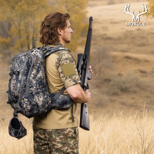 MOXULE Hunting Backpack with Rain Cover - 25L Camo Day Pack