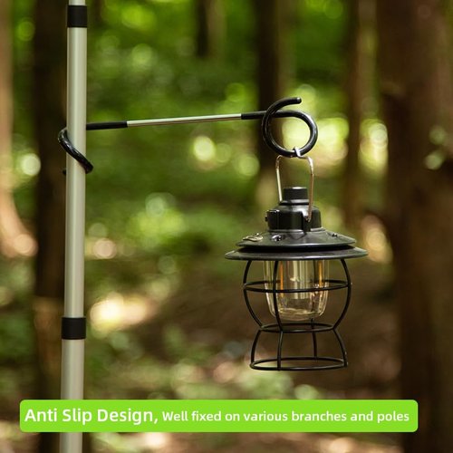 Kuyafenni Camping Lantern Hooks, Outdoor Lighting Hooks for Camping Tent lamp Hanger, Bird feeders, Garden Lights, Lanterns, trinkets ; Sturdy Pole Hook for Tent Light, 3 pcs (Large & Long)