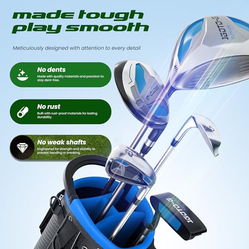 Right Hand Blue Golf Clubs Set for Men & Women - Complete 7-Piece with Stand Bag