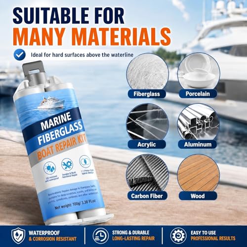 Marine Fiberglass Repair Kit for Boats with Waterproof Epoxy Filler - White