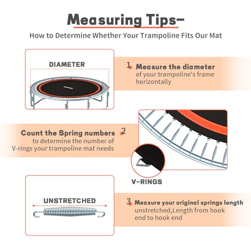 Doyuee 12.56ft Diameter Replacement Trampoline Mat for 14ft Frame with 72 Rings, Fits 5.3-5.7 Inch Springs (Excludes Springs & Frame)