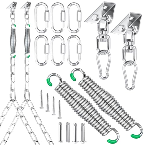 Heavy Duty Porch Swing Hanging Kit with Springs, 8ft Chains & Swivel