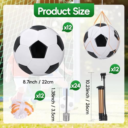 Soccer Balls Bulk Set with Pumps & Mesh Bags - 12 Size 5 Classic Soccer Balls for Christmas & Training