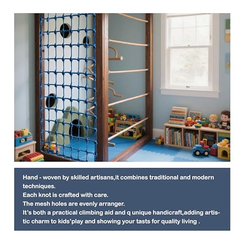 Kids' Polyester Climbing Net - Navy Blue 3ft x 9ft Heavy-Duty Indoor Outdoor Play Equipment - Safe & Exquisite Design