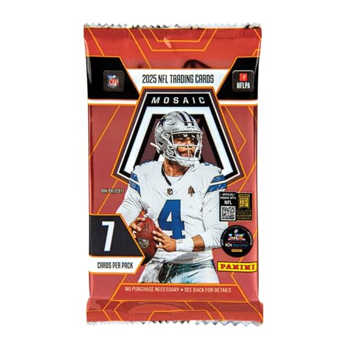 2025 Panini Mosaic Football Trading Cards Mega Box - 42 Card Set with Rares & Inserts