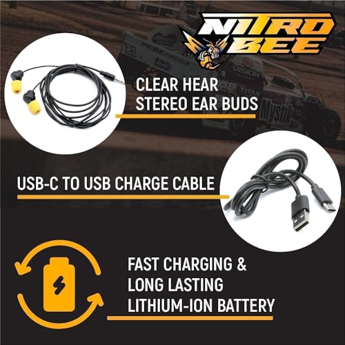UHF Race Receiver with Stereo Earbuds - Rugged Radios Nitro Bee Xtreme