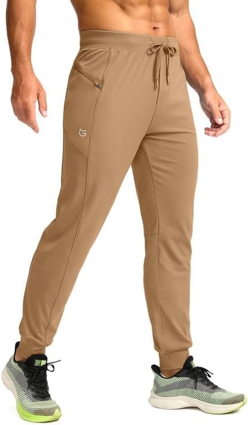G Gradual Men's Joggers - Stretch Tapered Athletic Pants with Zipper Pockets for Gym & Running