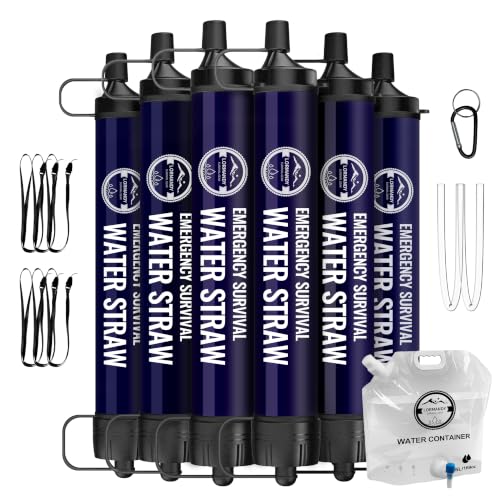 Navy Emergency Water Filter Straw 6-Pack for Hiking Camping Survival