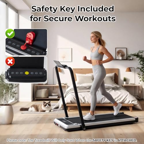KMFurnila Silver Walking Pad Treadmill for Home with Handle & Remote Control